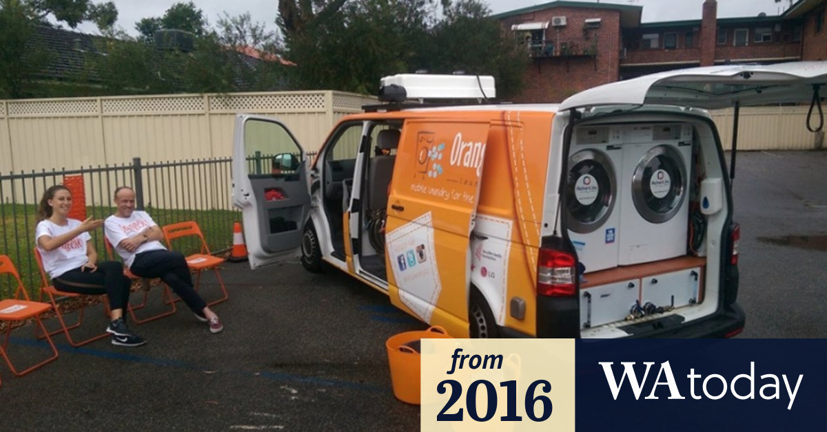 Orange Sky mobile laundry service for the homeless celebrates Perth launch